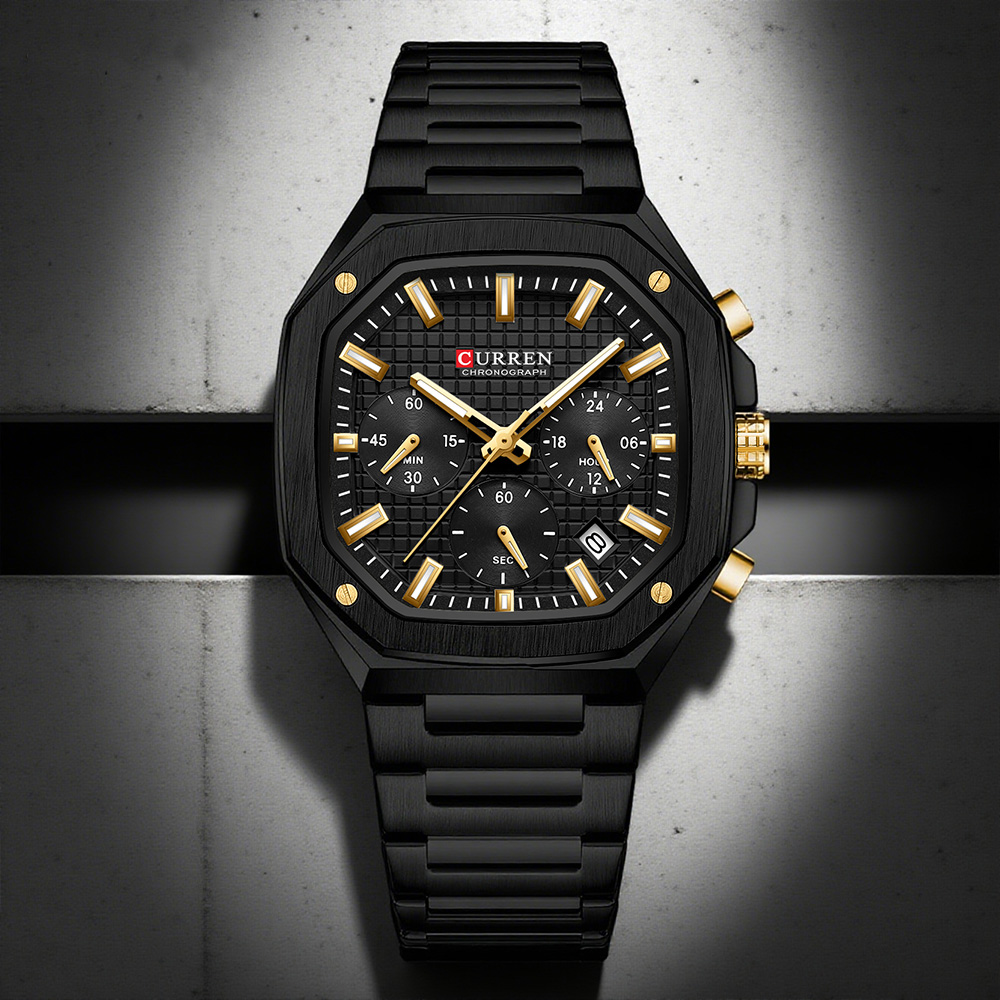Luxury Watch Design - CURREN Luxury Square Chrono Watch for