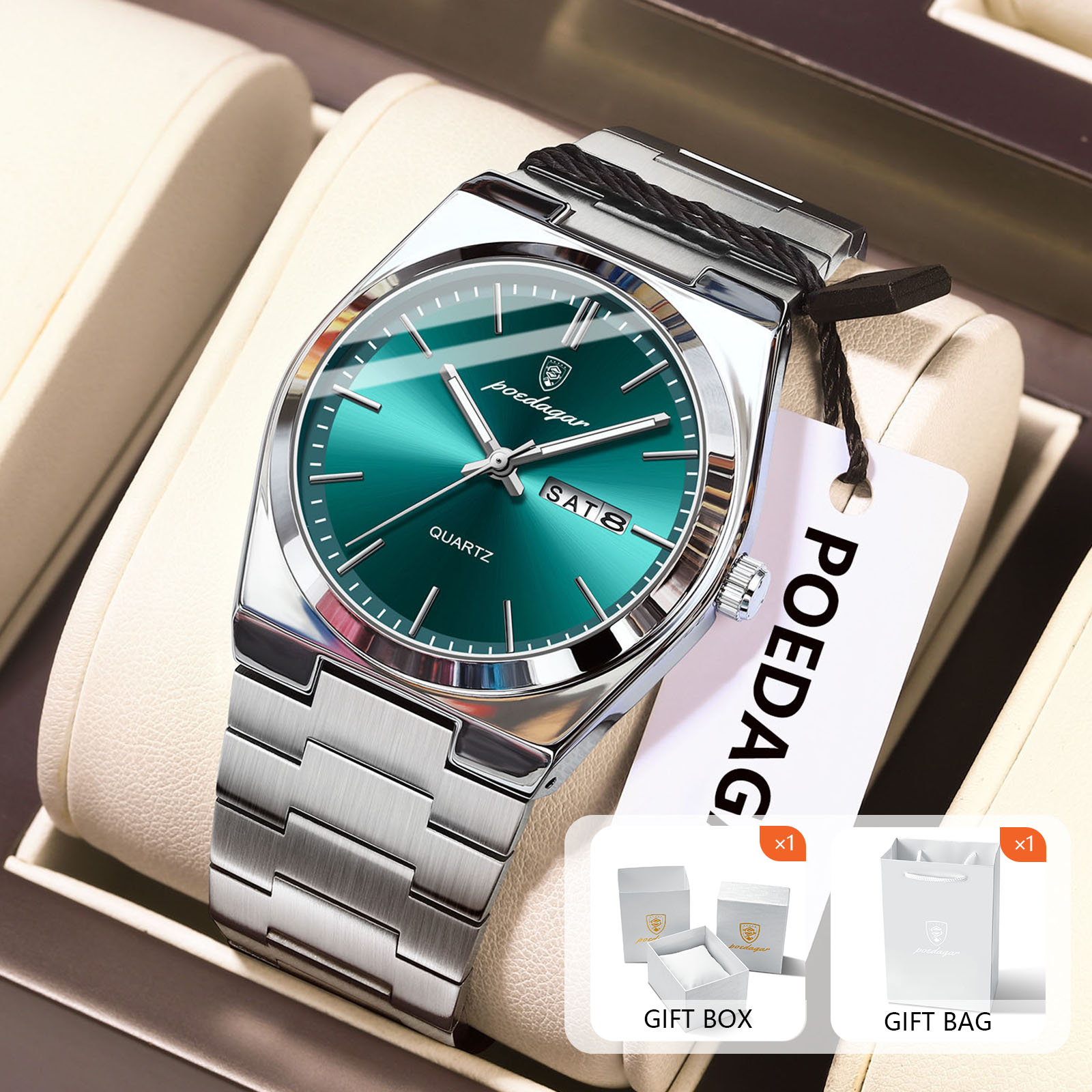 Luxury Watch Organizer - POEDAGAR Original Quartz Men's Watches Waterproof