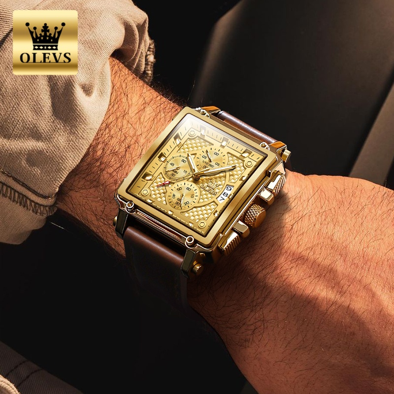 OLEVS Brand Mens Watches Water - Luxury Watch Leather Strap recension och pris
