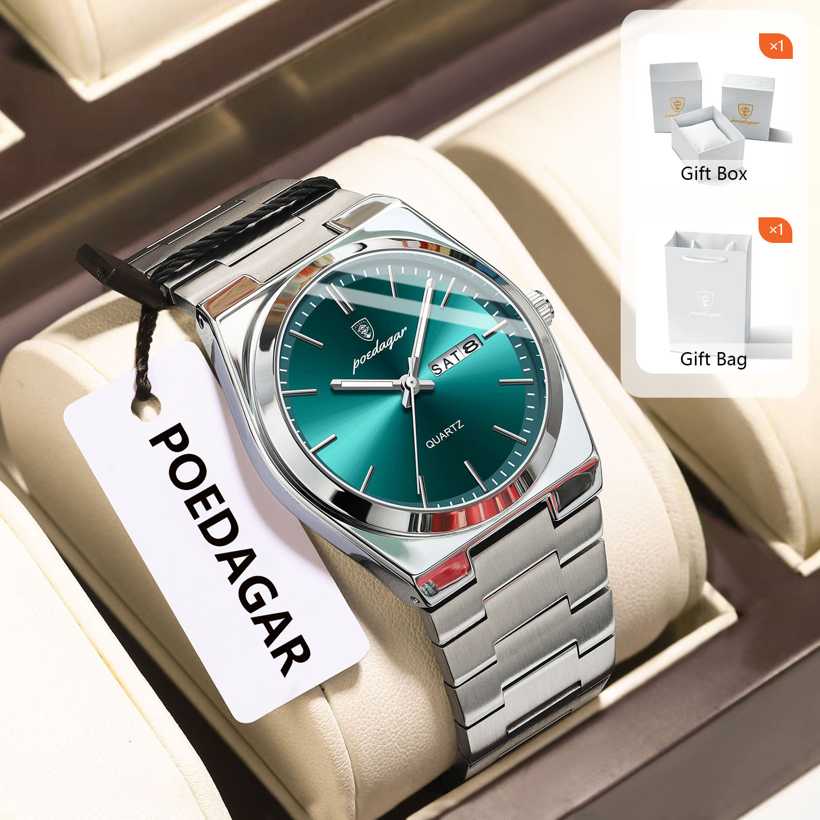 POEDAGAR Original Quartz Men's - Luxury Watch Organizer recension och pris